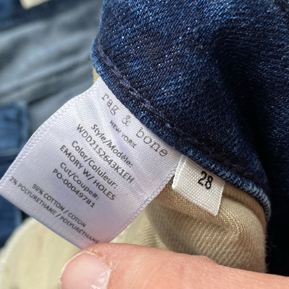 Rag & Bone Dre Low-Rise Slim Boyfriend Jean Emory Size 28 Distressed Raw Hem - Picture 7 of 11